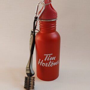 Tim Hortons carabiner Travel Bottle Stainless Steel with Bottle Brush